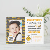 In aanbouw Verjaardag Foto uitnodiging (Staand voorkant)