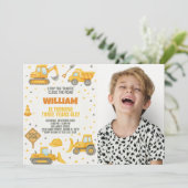 In aanbouw Verjaardag Uitnodiging met foto (Staand voorkant)