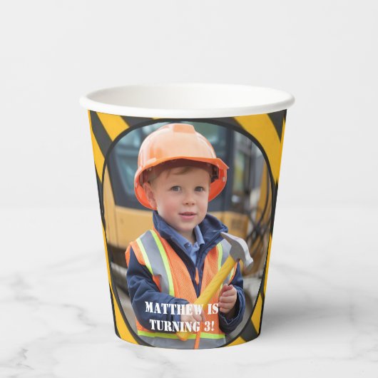 In aanbouw Verjaardag van de Jongen Bash Papieren Bekers (Voorkant)