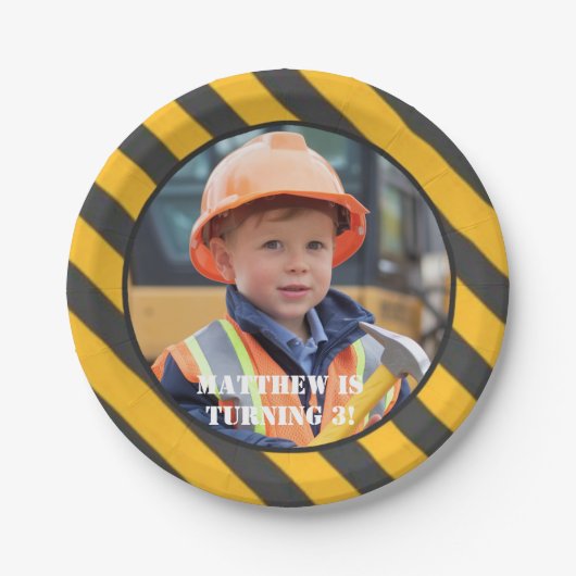 In aanbouw Verjaardag van de Jongen Bash Papieren Bordje (Voorkant)