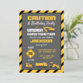 In aanbouw Verjaardagsfeestje grijs Kaart (Staand voorkant)