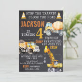 In aanbouw verjaardagsjongen Uitnodiging (Staand voorkant)