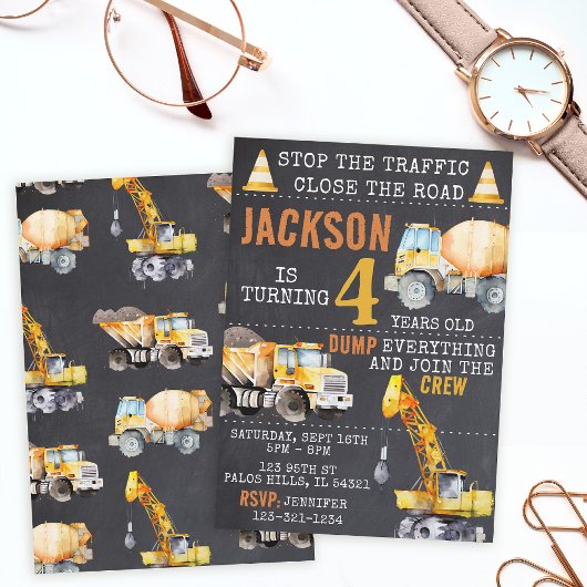 In aanbouw verjaardagsjongen Uitnodiging