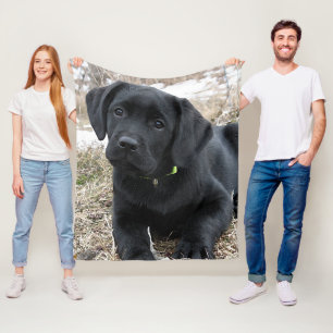In afwachting van Lente - Labrador Puppy - Zwart L Fleece Deken