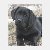 In afwachting van Lente - Labrador Puppy - Zwart L Fleece Deken (Voorkant)