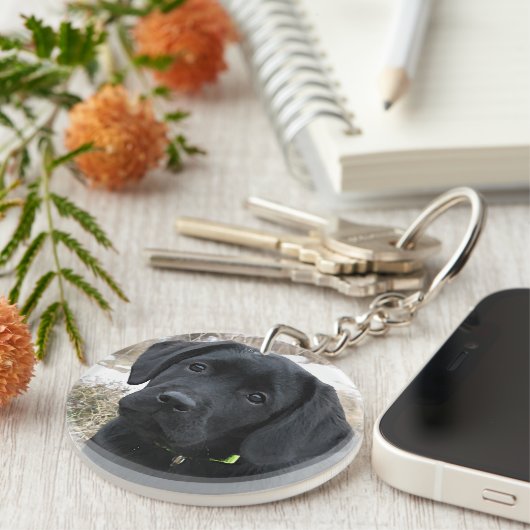 In afwachting van Lente - Labrador Puppy - Zwart L Sleutelhanger (Voorkant Rechts)