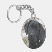 In afwachting van Lente - Labrador Puppy - Zwart L Sleutelhanger (Voorkant Links)