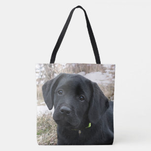In afwachting van Lente - Labrador Puppy - Zwart L Tote Bag