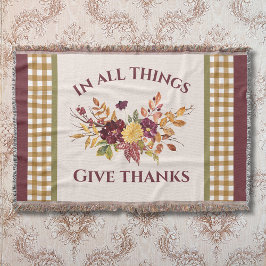 In All Things Give Thanks Autumn Floral Deken