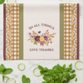 In All Things Give Thanks Autumn Floral Theedoek (Gevouwen)