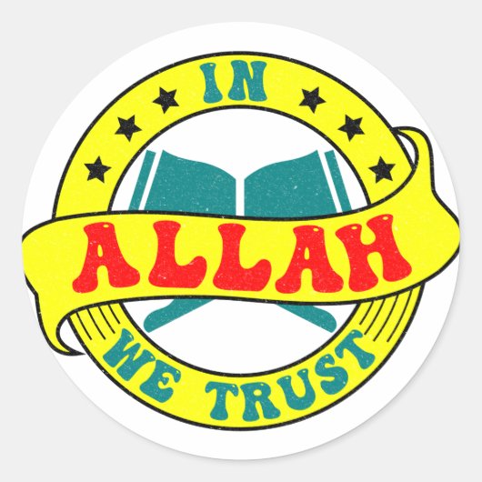 In Allah vertrouwen wij Ronde Sticker (Voorkant)