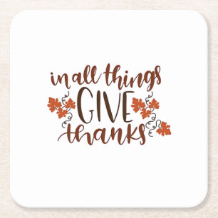 In Alle Dingen Geef Dank Thanksgiving Pompoen Kartonnen Onderzetters