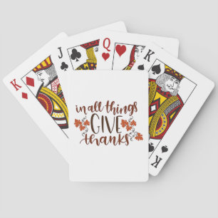 In Alle Dingen Geef Dank Thanksgiving Pompoen Pokerkaarten