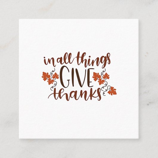 In Alle Dingen Geef Dank Thanksgiving Pompoen Vierkante Visitekaartje (Voorkant)