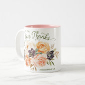 In alle dingen geven Bedankt bloemige Rozen Mok (Voorkant links)