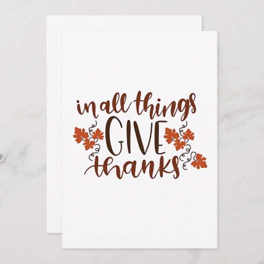 In alle dingen geven Bedankt Thanksgiving pompoen Kaart (Voorkant / Achterkant)