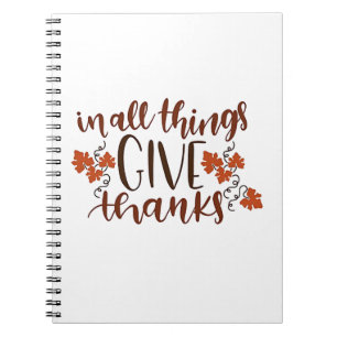 In alle dingen geven Bedankt Thanksgiving pompoen Notitieboek