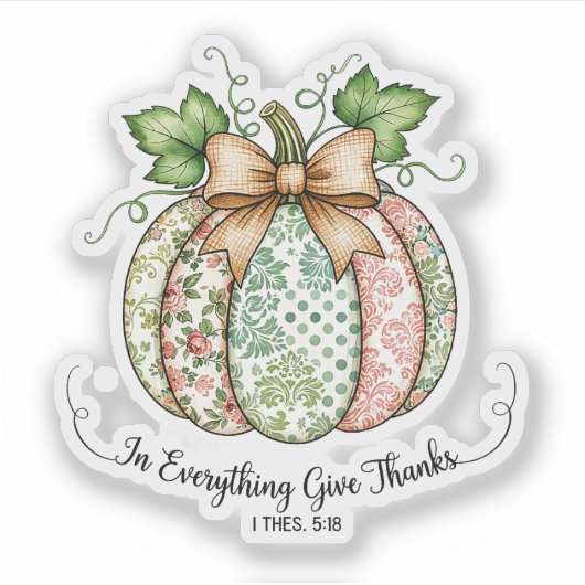 In alles dank shabby chic pompoen sticker (Voorkant)