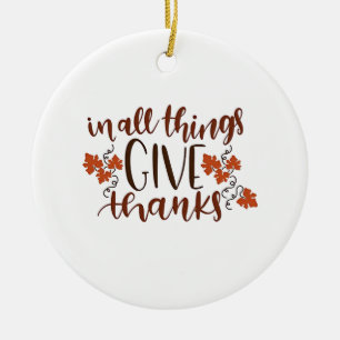 In Alles Dankbaar zijn Thanksgiving Pompoen  Keramisch Ornament