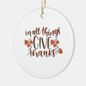 In Alles Dankbaar zijn Thanksgiving Pompoen  Keramisch Ornament (Links)