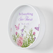 In alles geef Bedankt ronde bloemenwandklok (Hoek)