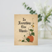 "In Alles geeft Bedankt" Thanksgiving pompoen Feestdagenkaart (Staand voorkant)