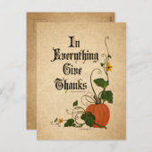"In Alles geeft Bedankt" Thanksgiving pompoen Feestdagenkaart (Voorkant / Achterkant)