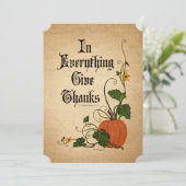 "In Alles geeft Bedankt" Thanksgiving pompoen Kaart (Staand voorkant)