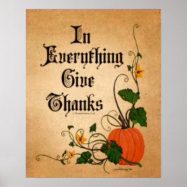 "In Alles geeft Bedankt" Thanksgiving pompoen Poster