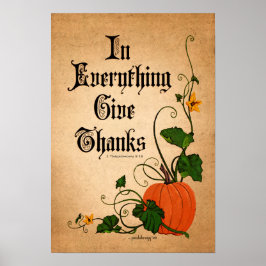 "In Alles geeft Bedankt" Thanksgiving pompoen Poster