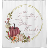 In Alles geeft u bedankt pastel en goudpompoenen Douchegordijn (Voorkant)