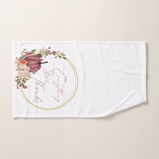 In Alles geeft u bedankt pastel en goudpompoenen Handdoek (Handdoek)