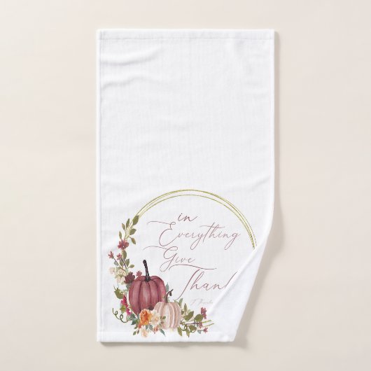 In Alles geeft u bedankt pastel en goudpompoenen Handdoek (Handdoek)