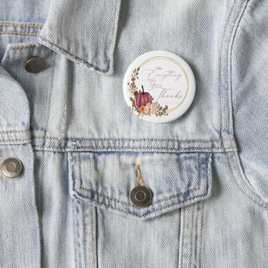 In Alles geeft u bedankt pastel en goudpompoenen Ronde Button 5,7 Cm (In situ)