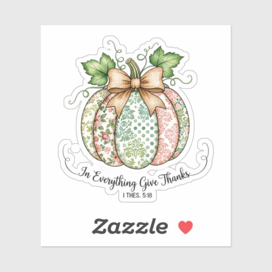 In alles geven bedankt shabby chique pompoen sticker (Vel)