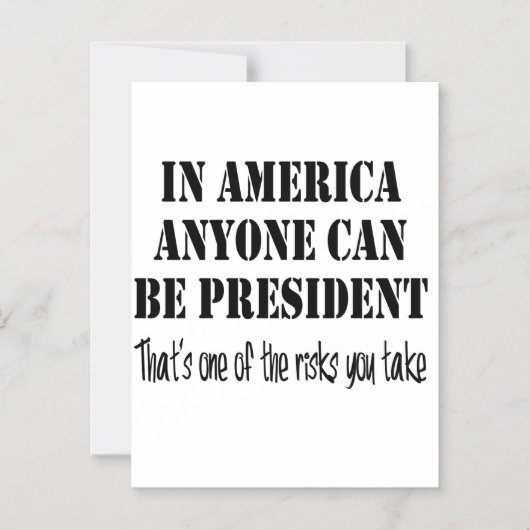 In Amerika kan iedereen president worden... Magnetische Uitnodiging (Voorkant)