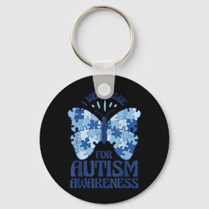 in april draag blauw voor de maand van autisme bew sleutelhanger
