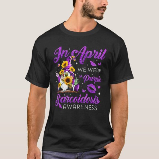 In april Draag het Paarse sarcoïdose bewustzijn T-shirt (Voorkant)