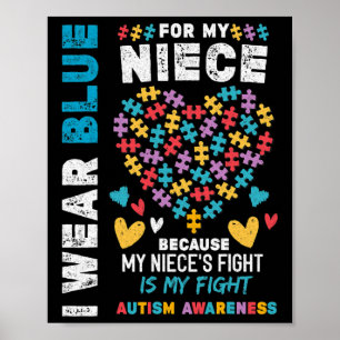 In april Draag ik blauw voor mijn nichtje Autisme  Poster