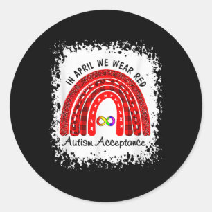 In april Draag rood in plaats van autisme-acceptat Ronde Sticker