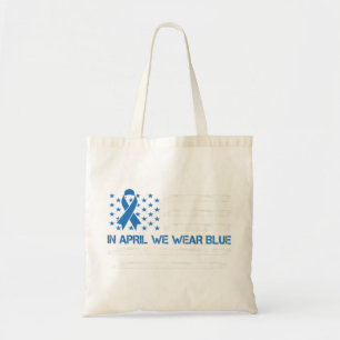 In april Draag we blauw -Amerikaans vlaggenlint Tote Bag