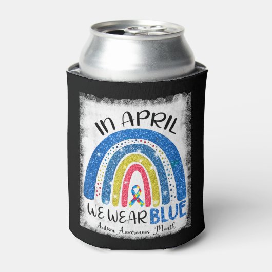 In april draag we blauw, autisme bewustmakingsmaan blikjeskoeler (Blikje Voorkant)
