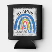 In april draag we blauw, autisme bewustmakingsmaan blikjeskoeler (Achterkant)