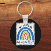 In april draag we blauw, autisme bewustmakingsmaan sleutelhanger (Voorkant)