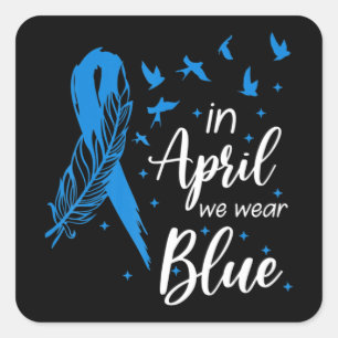In april Draag we blauw autisme Vierkante Sticker