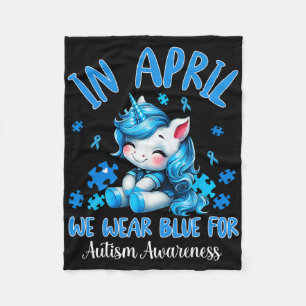 In april Draag we Blauwe Autisme Bewustheid Maand  Fleece Deken