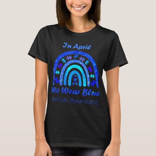 In april Draag we Blauwe Autisme Bewustmakingsreis T-shirt (Voorkant)