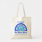 In april Draag we Blauwe Autisme Bewustmakingsreis Tote Bag (Achterkant)