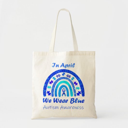 In april Draag we Blauwe Autisme Bewustmakingsreis Tote Bag (Voorkant)
