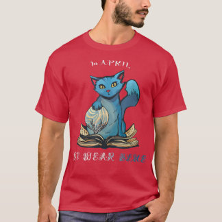 in april draag we blauwe kattenliefhebbers boeken  t-shirt